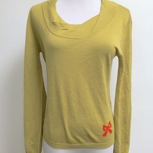 MOSCHINO Italy Cheap and Chic mustard gold silk cashmere ribbon scoop sweater 8